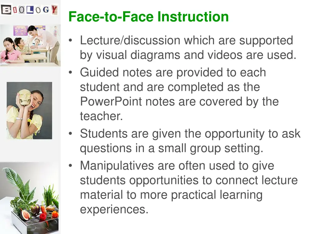 face to face instruction