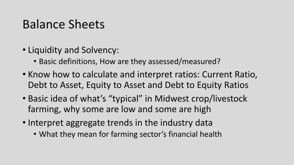 balance sheets 1