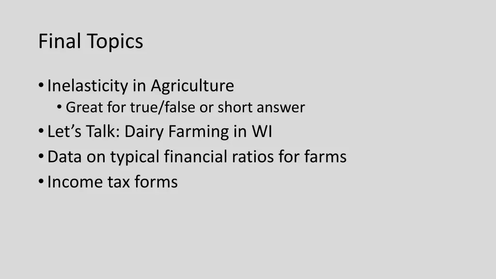 final topics