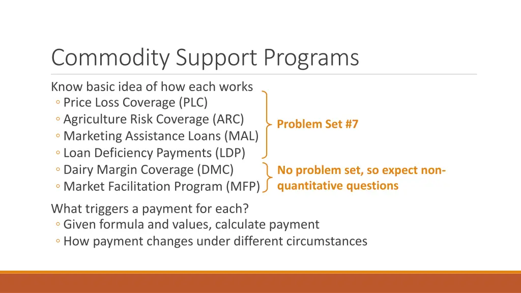 commodity support programs