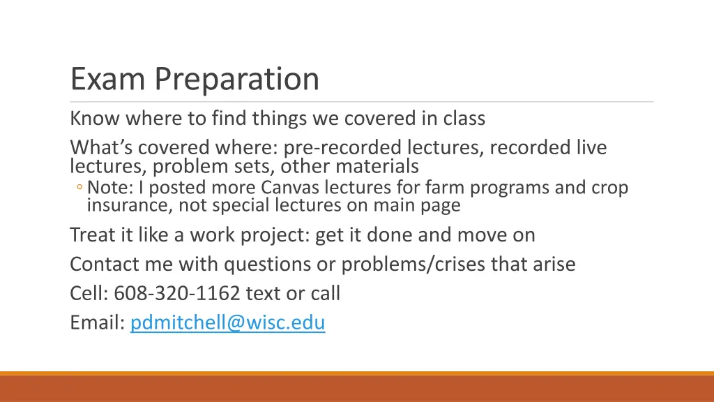 exam preparation know where to find things