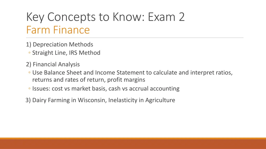 key concepts to know exam 2 farm finance