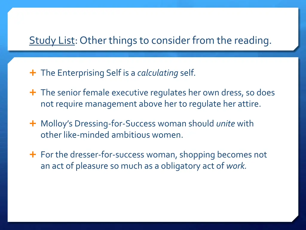 study list other things to consider from 1