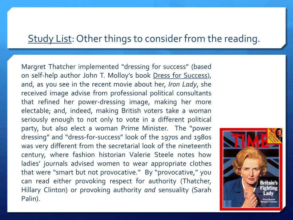 study list other things to consider from