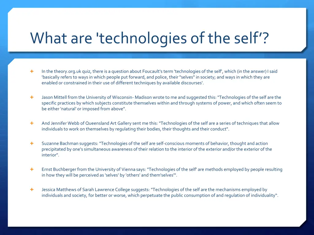 what are technologies of the self