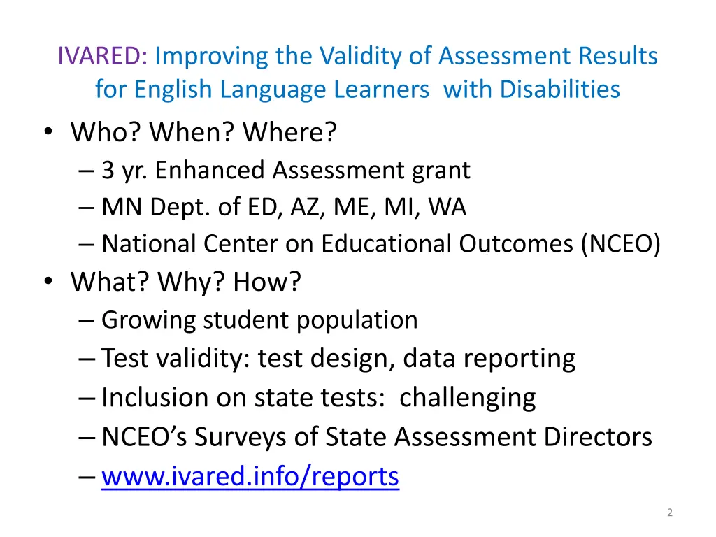 ivared improving the validity of assessment