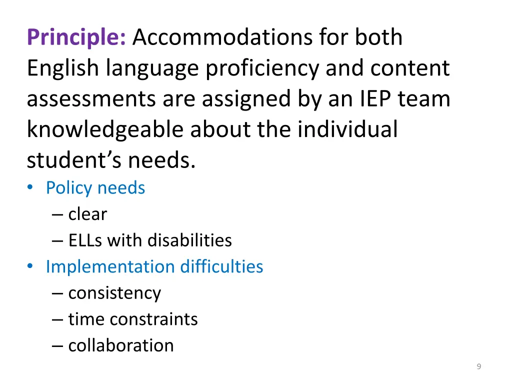 principle accommodations for both english