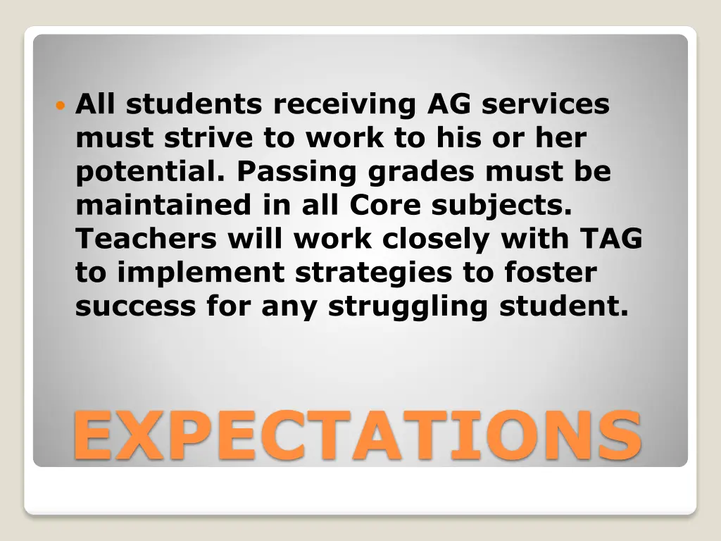 all students receiving ag services must strive