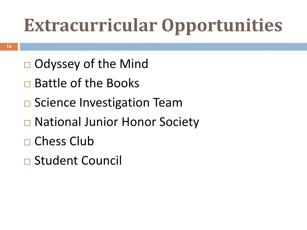 extracurricular opportunities