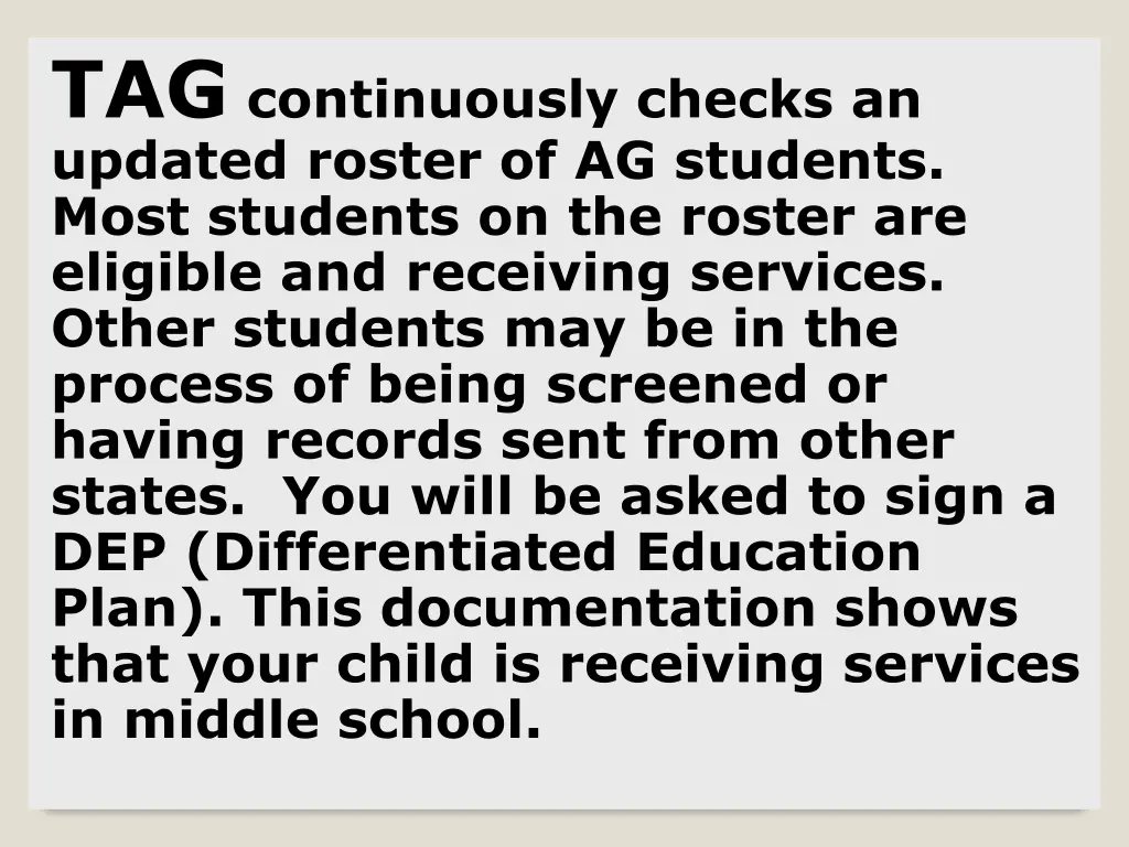 tag continuously checks an updated roster