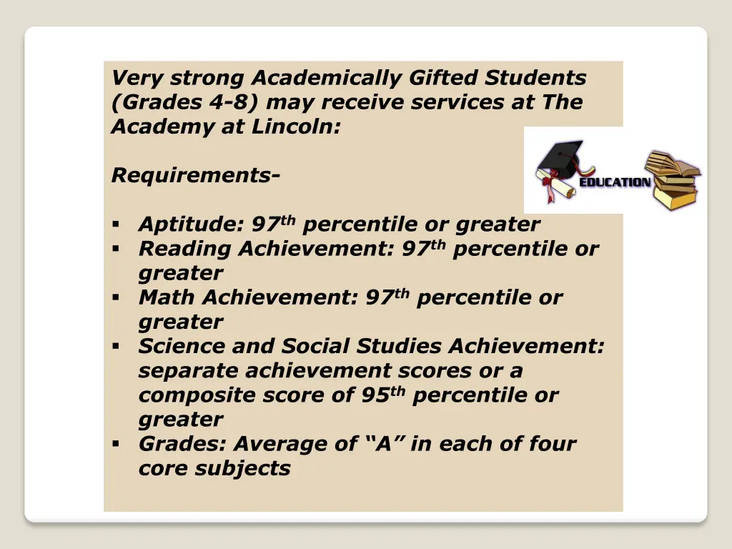 very strong academically gifted students grades