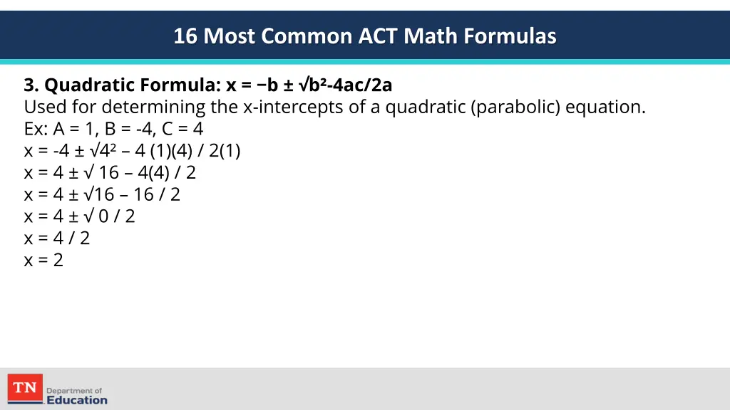 16 most common act math formulas 1
