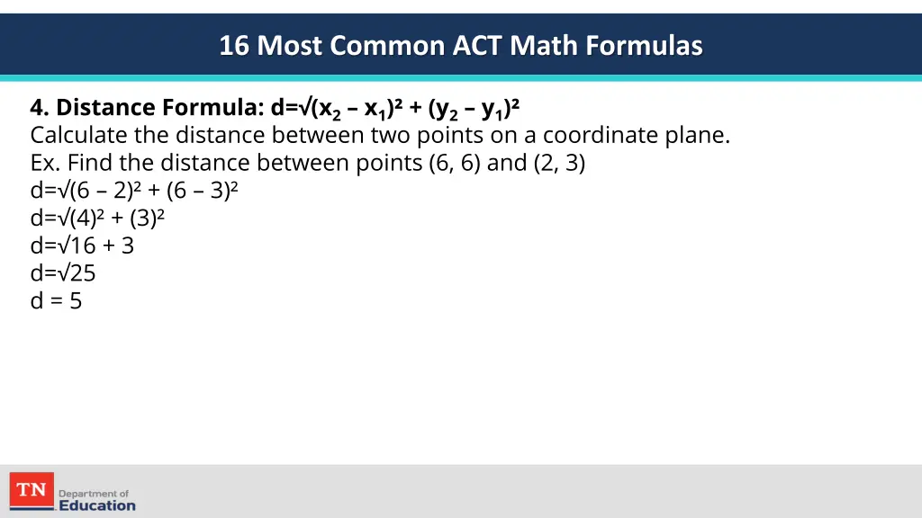 16 most common act math formulas 2