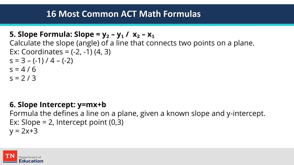 16 most common act math formulas 3