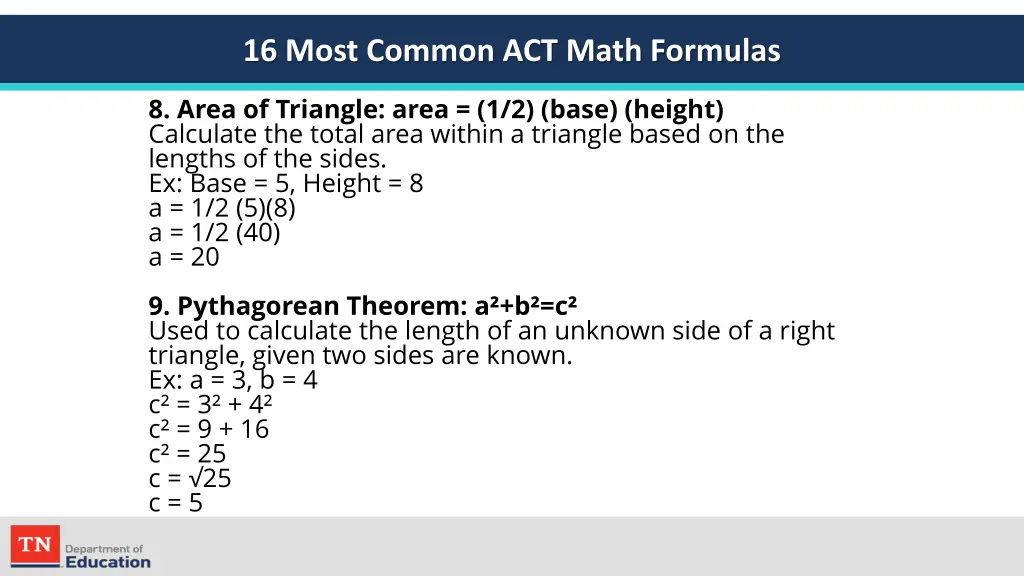 16 most common act math formulas 5