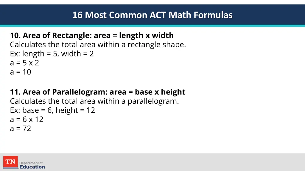 16 most common act math formulas 6