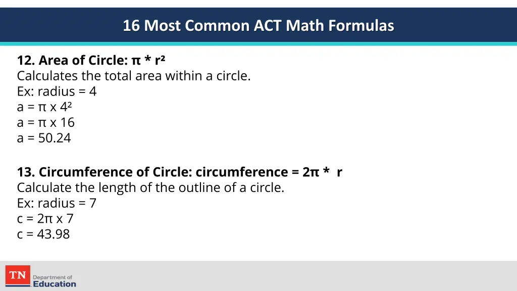 16 most common act math formulas 7