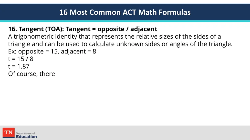 16 most common act math formulas 9