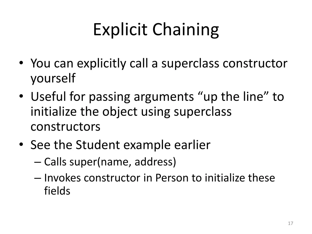 explicit chaining