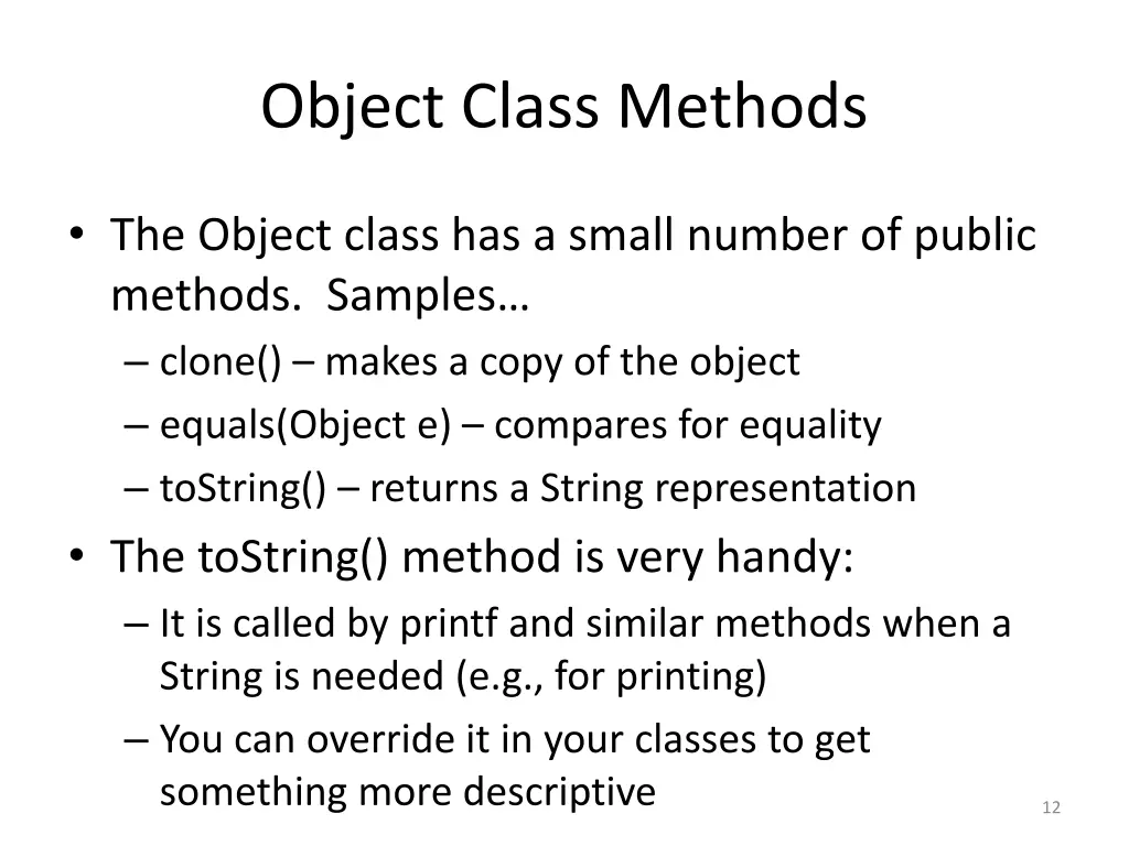 object class methods