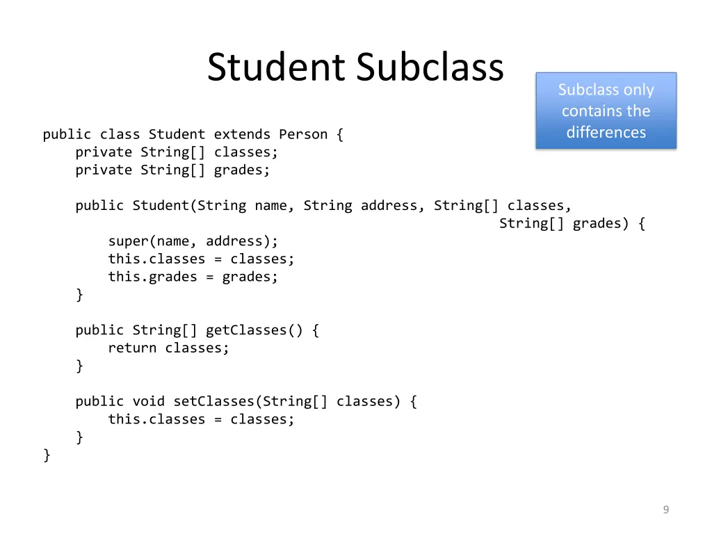 student subclass