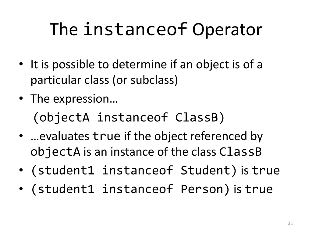 the instanceof operator