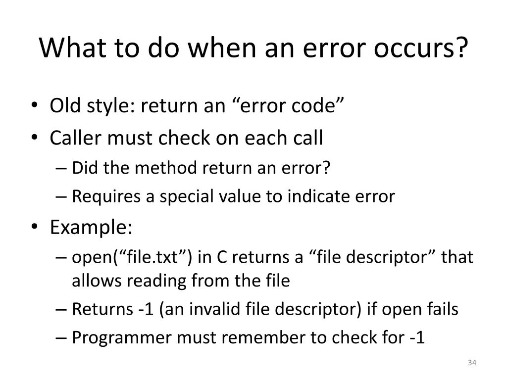 what to do when an error occurs