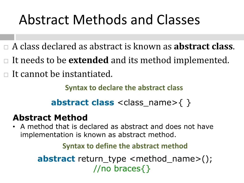 abstract methods and classes