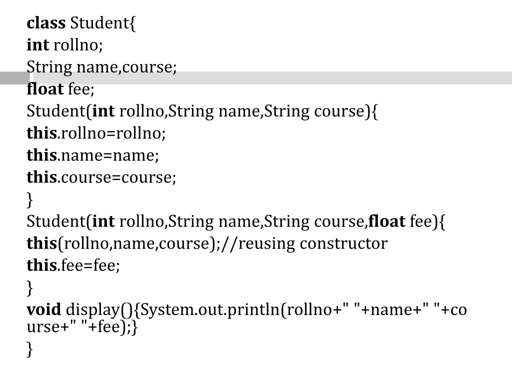 class student int rollno string name course float