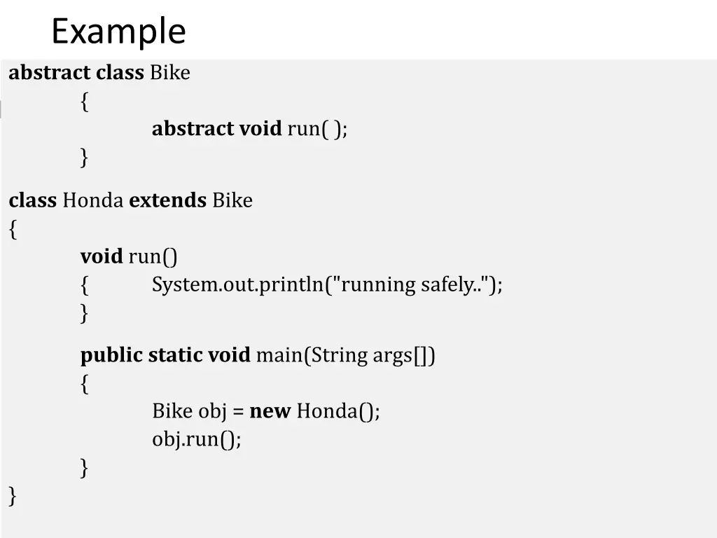 example abstract class bike