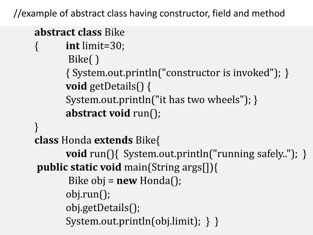 example of abstract class having constructor