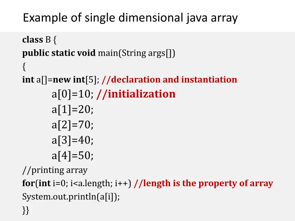 example of single dimensional java array