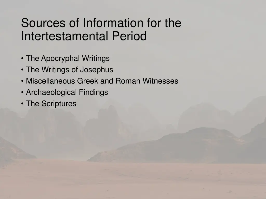 sources of information for the intertestamental