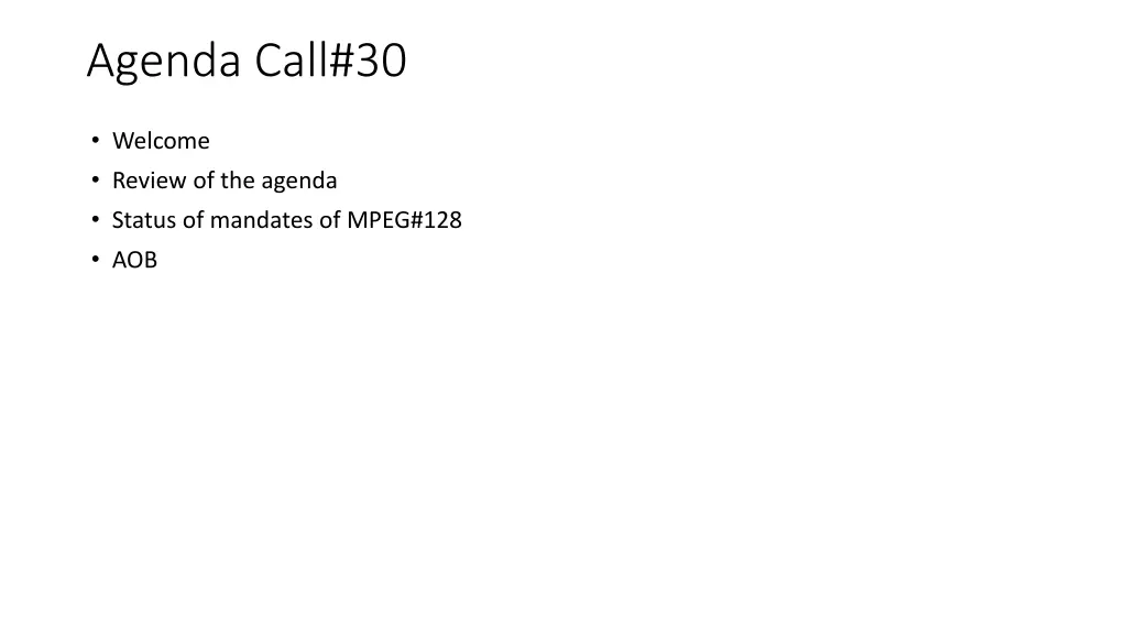 agenda call 30