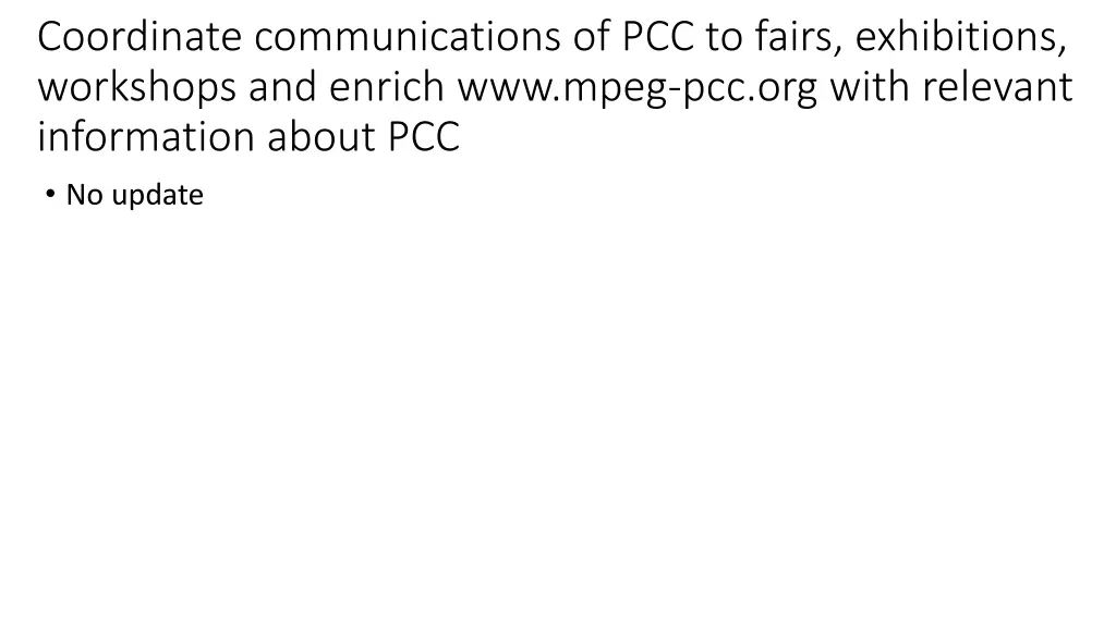 coordinate communications of pcc to fairs