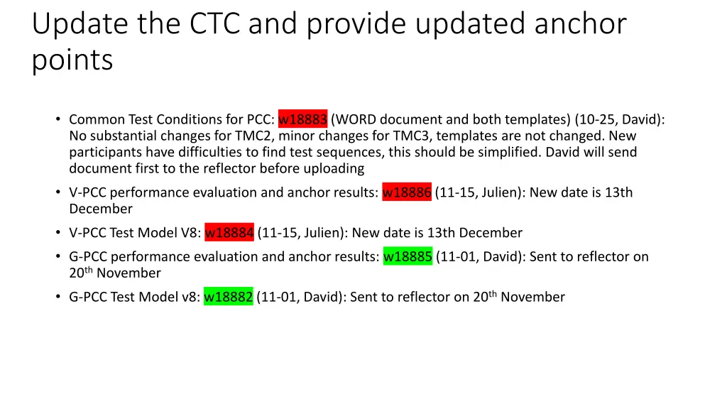 update the ctc and provide updated anchor points
