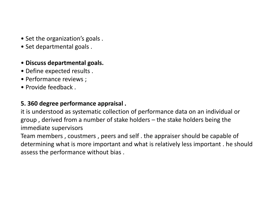 set the organization s goals set departmental