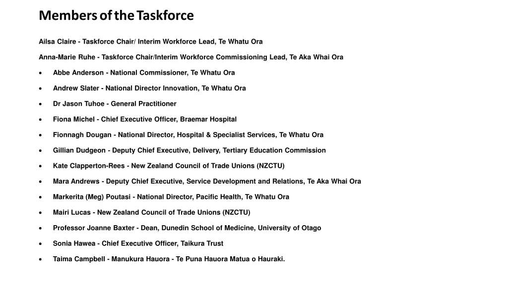 members of the taskforce