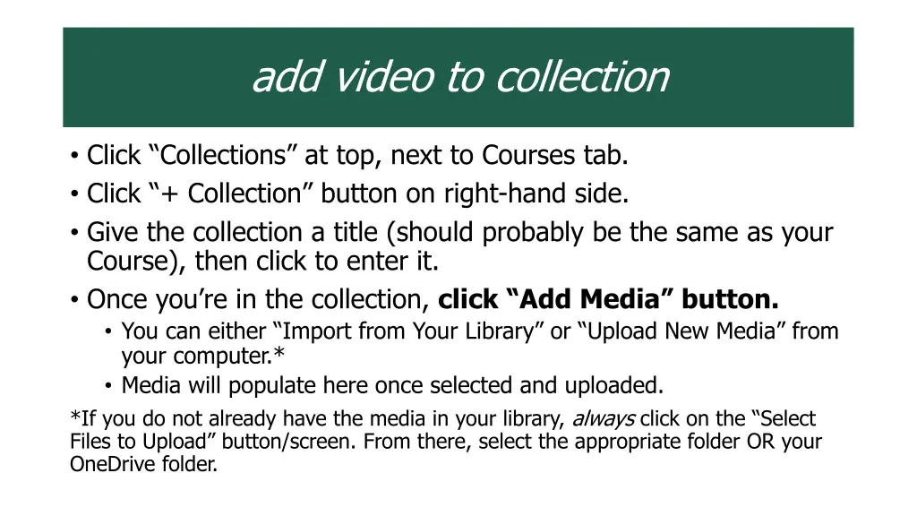 add video to collection
