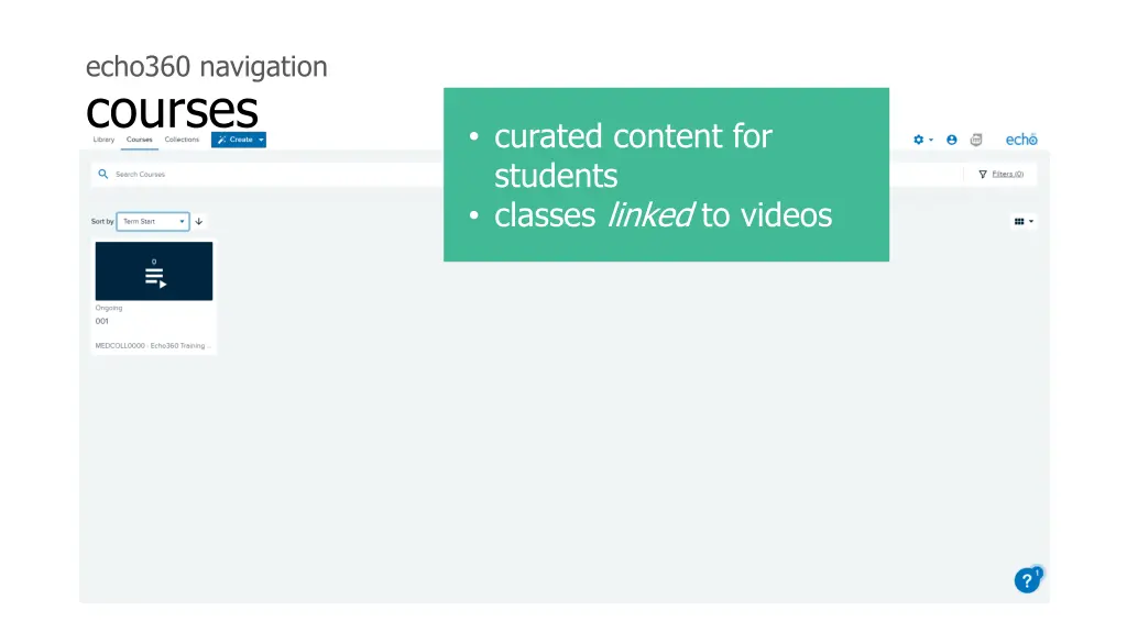 echo360 navigation courses