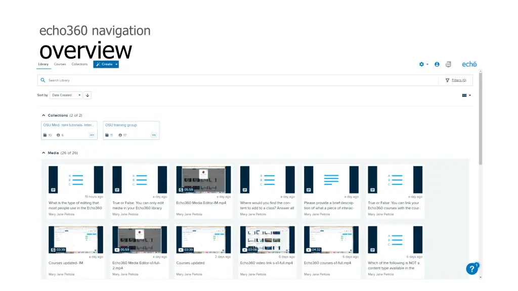 echo360 navigation overview