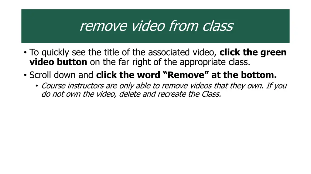 remove video from class