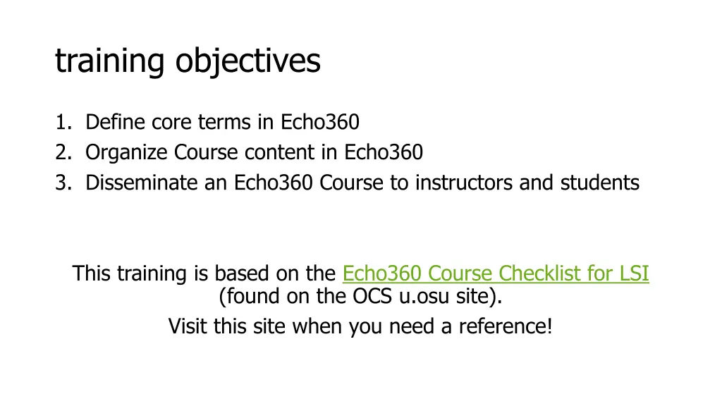 training objectives