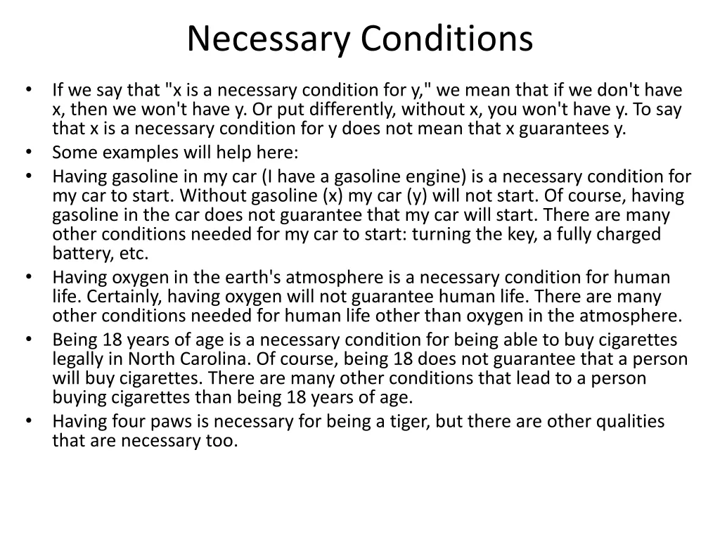 necessary conditions