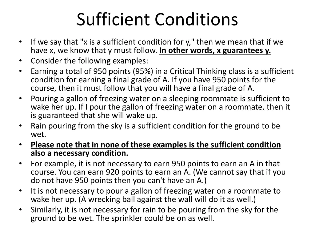 sufficient conditions