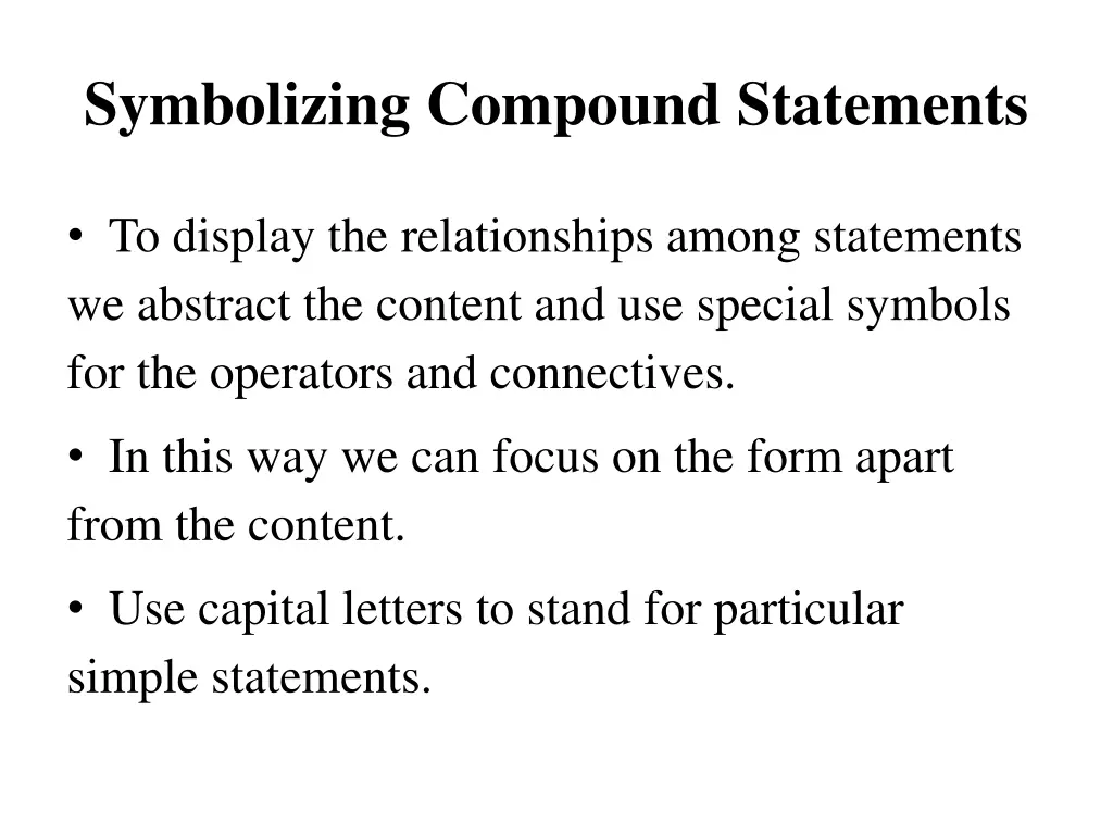 symbolizing compound statements