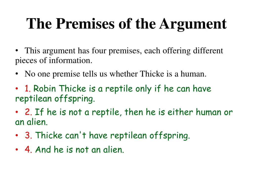 the premises of the argument