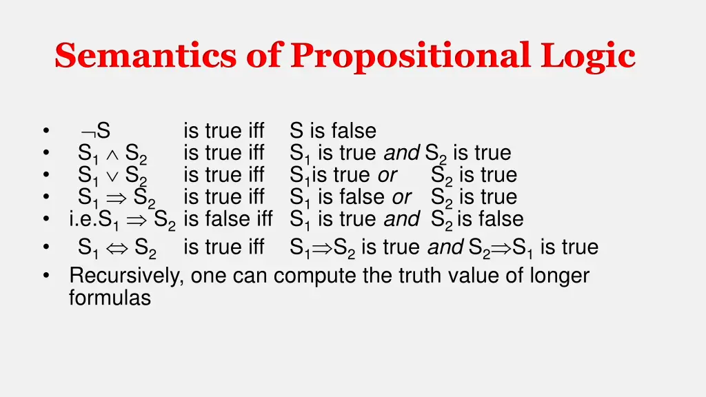semantics of propositional logic