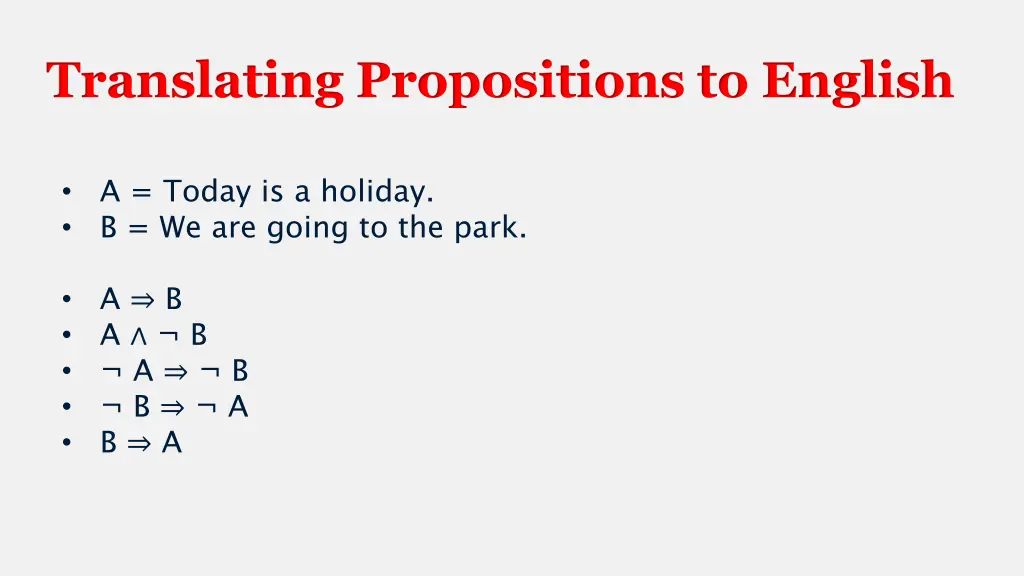 translating propositions to english
