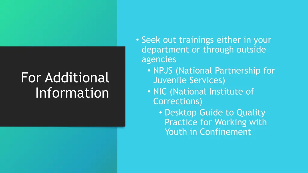 seek out trainings either in your department